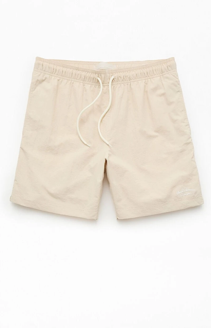 Pacsun Oatmeal Collegiate 6.5" Swim Trunks