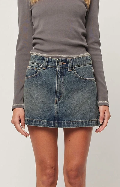 ABRAND 95 Lindsey A-Line Denim Mini Skirt