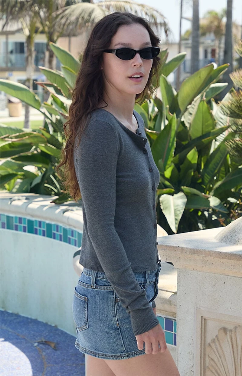 John Galt Gray Soft Button Down Cardigan