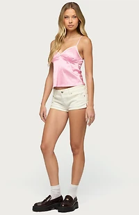 Edikted POLKA DOT SATIN EFFECT LACE TRIM TOP