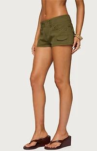 Edikted Hazen Grommet Low Rise Shorts