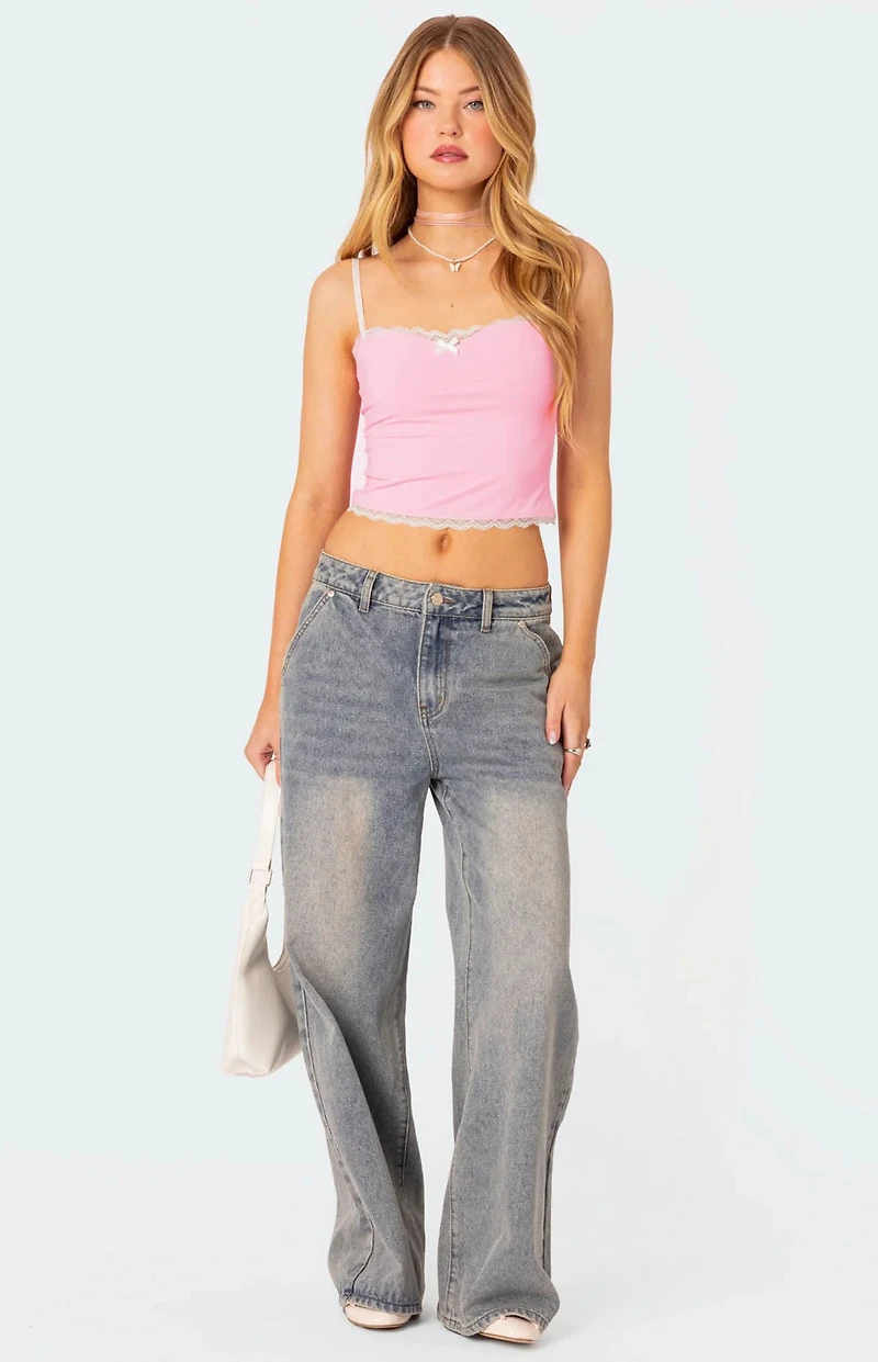 Edikted Alara Lace Trim Tank Top