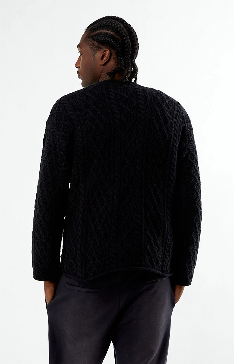 Pacsun Black Nuwave Cable Knit Crew Neck Sweater