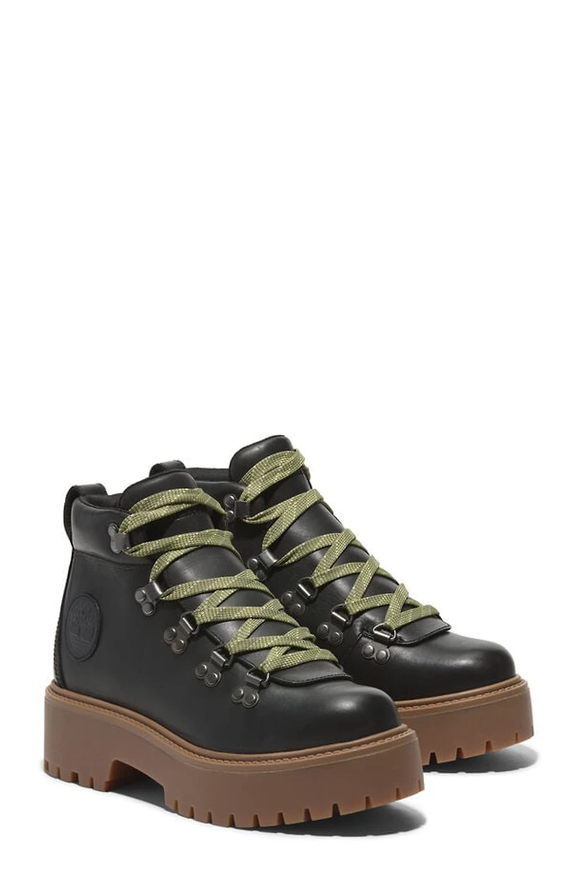 Timberland Women's Black Nubuck Stone Street Mid Lace-Up Boots