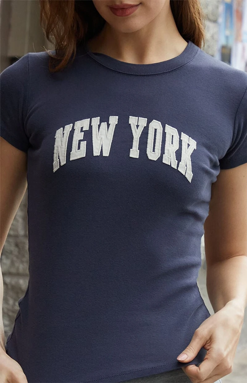 John Galt Blue New York Embroidered T-Shirt