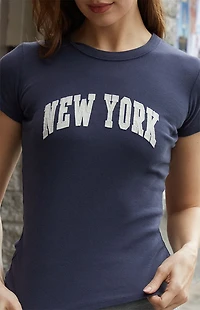 John Galt Blue New York Embroidered T-Shirt