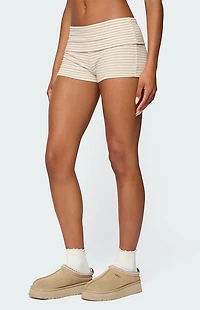 Edikted Kodi Striped Fold Over Shorts