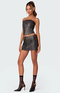 Edikted Ziva Faux Leather Mini Skirt