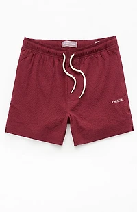 Pacsun Maroon Seersucker 4.5" Swim Trunks
