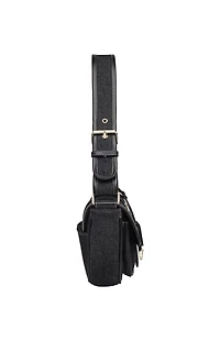 True Religion Black Double Pocket Denim Satchel Bag