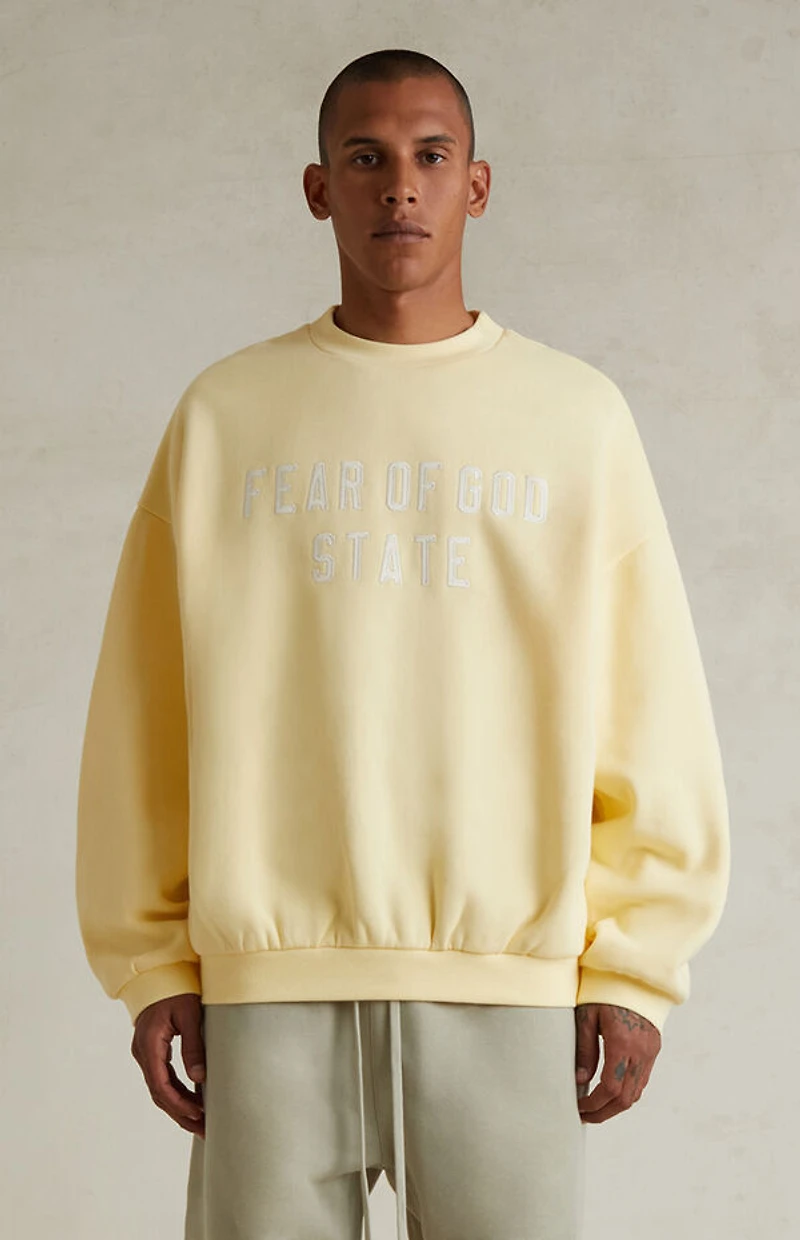 Fear of God ESSENTIALS Garden Yellow '90s Fit Fleece Crew Neck Sweatshirt