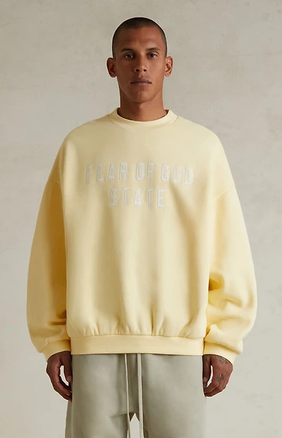 Fear of God ESSENTIALS Garden Yellow '90s Fit Fleece Crew Neck Sweatshirt
