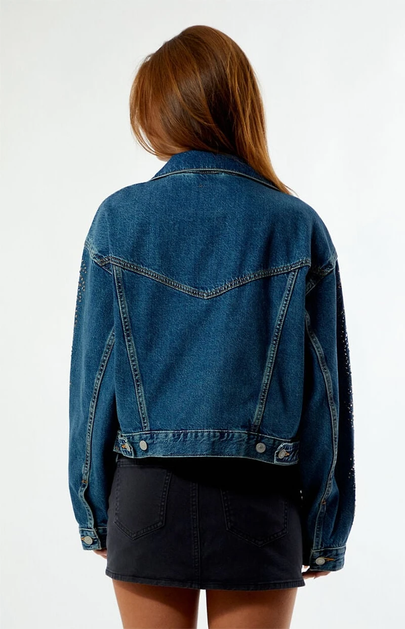 Levi's Medium Indigo Rhinestone Shrunken '90s Cropped Denim Jacket
