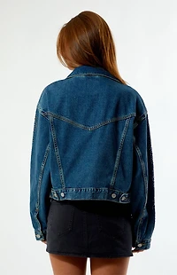 Levi's Medium Indigo Rhinestone Shrunken '90s Cropped Denim Jacket