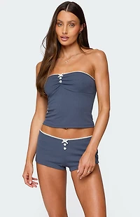 Edikted Isela Contrast Pointelle Tube Top