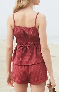 John Galt Burgundy Plaid Tiffany Tank Top