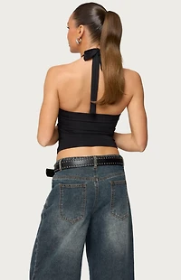 Edikted Zola Cutout Beaded Halter Top