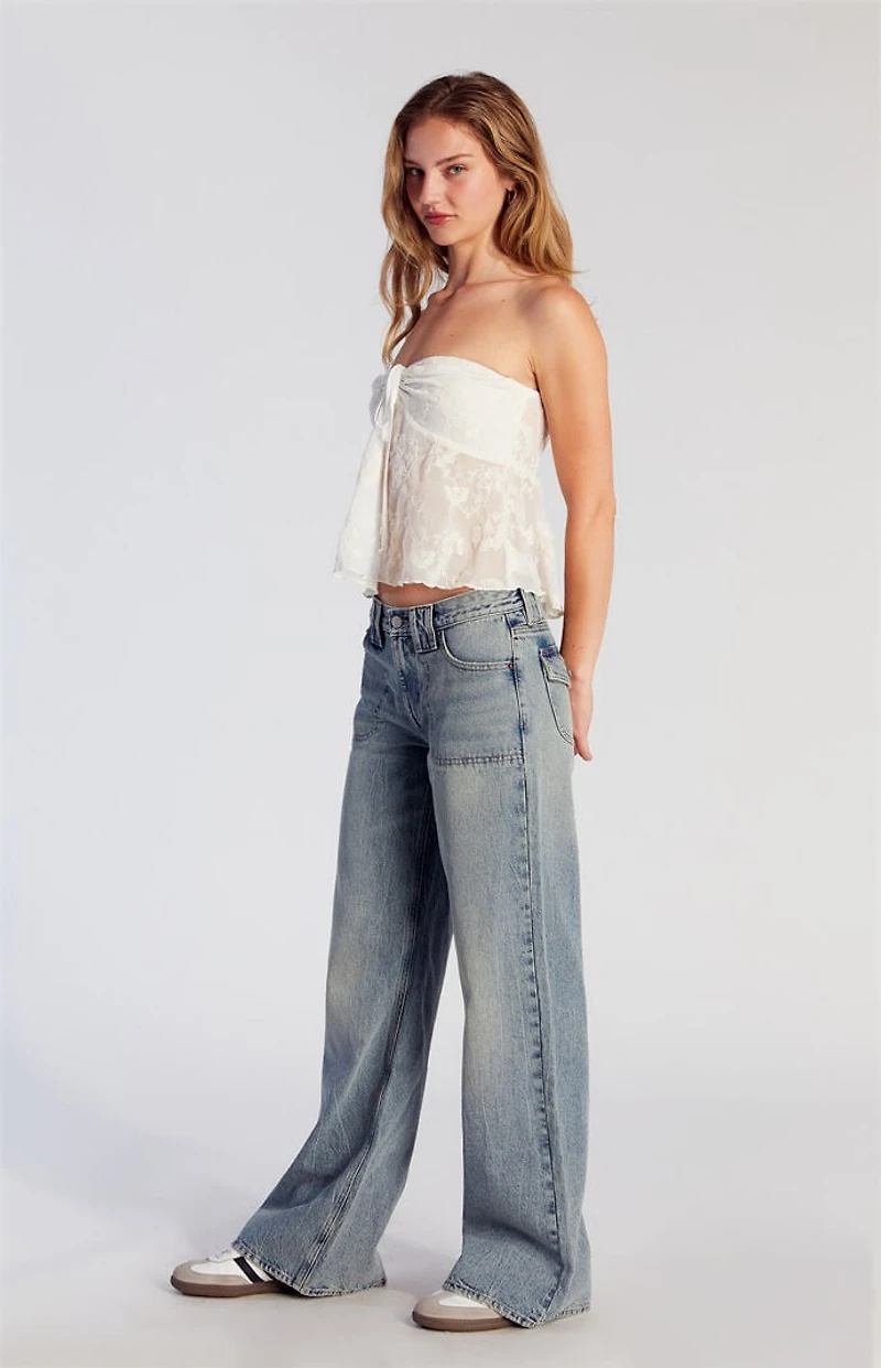 Pacsun Lena Low Rise Super Baggy Jeans Light Indigo Tinted