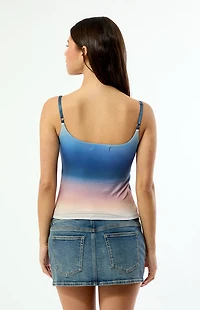 Your Favorite AOP Palm Sunset Tank Top