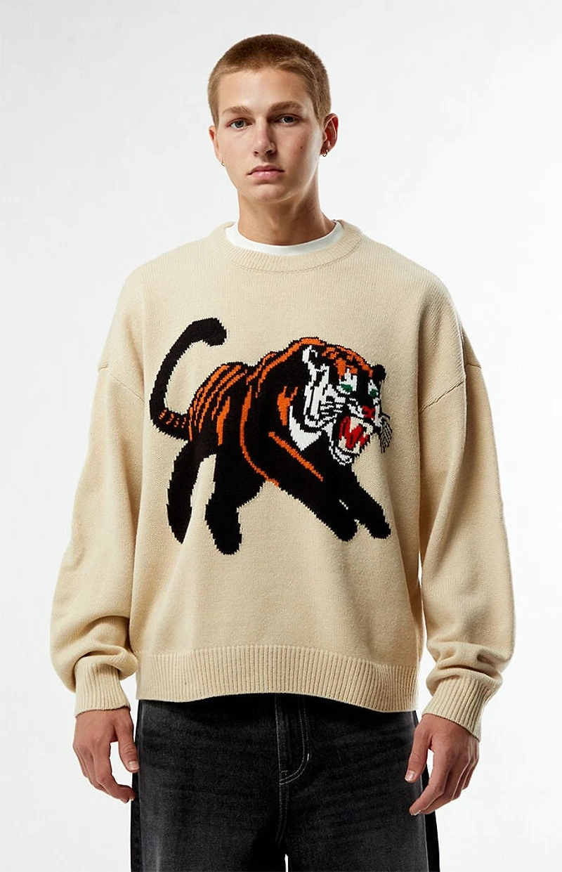 Pacsun Tiger Knit Crew Neck Sweater