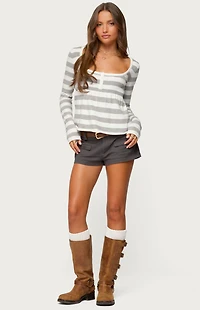 Edikted Lockie Striped Knit Babydoll Top