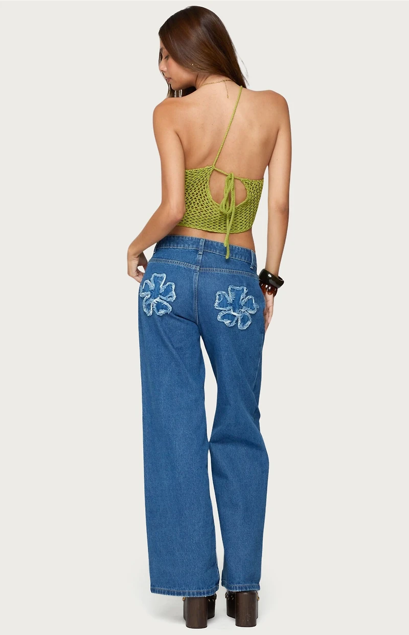 Edikted Flower Patch Low Rise Jeans