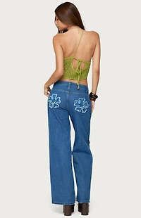 Edikted Flower Patch Low Rise Jeans