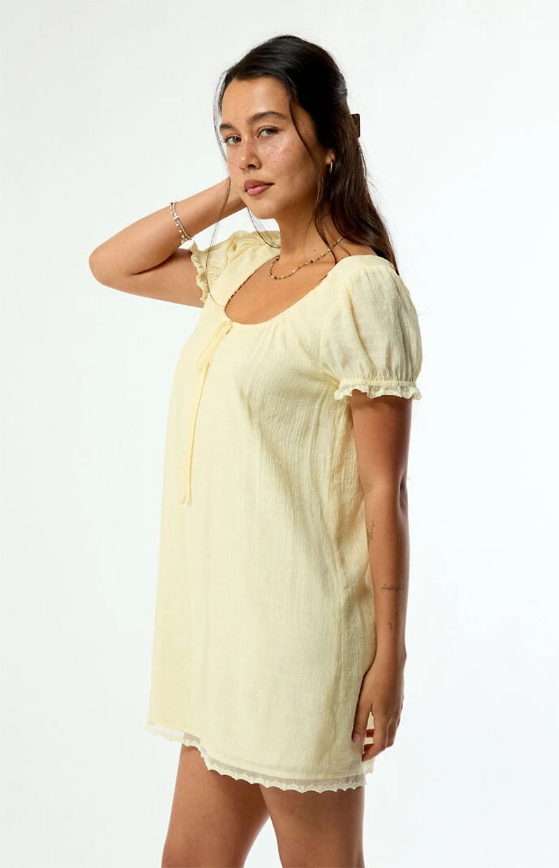 Beverly and Beck Naomi Lace Trim Short Sleeve Babydoll Dress