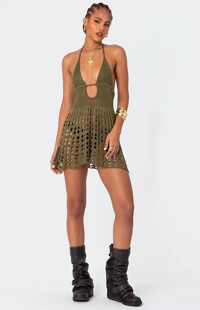 Edikted Austin Open Back Crochet Mini Dress