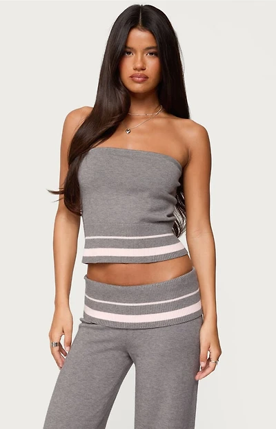 Edikted Kaliya Stripey Strapless Knit Top