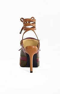 AZALEA WANG Women's Ambre Olive Point-Toe Wrap-Around Stiletto Pumps