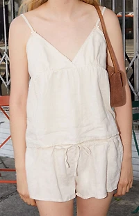 John Galt Sand V-Neck Babydoll Tank Top