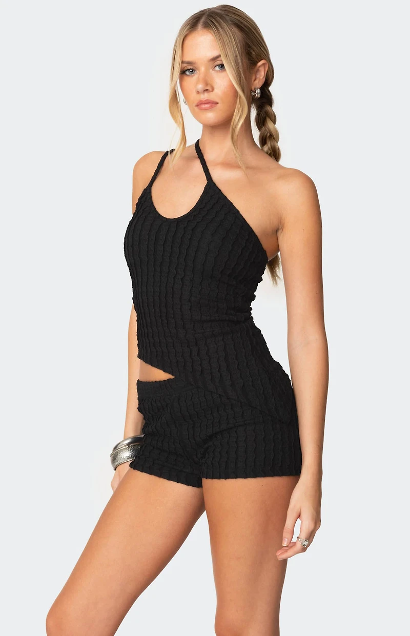 Edikted Phoebe Asymmetric Textured Knit Top