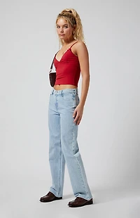 Pacsun Jordyn Low Rise Straight Leg Jeans Light Indigo