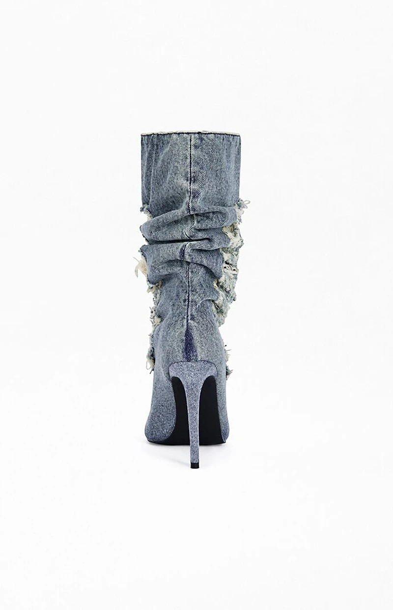 AZALEA WANG Women's Naelia Denim Stiletto Booties