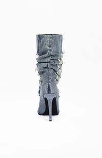 AZALEA WANG Women's Naelia Denim Stiletto Booties