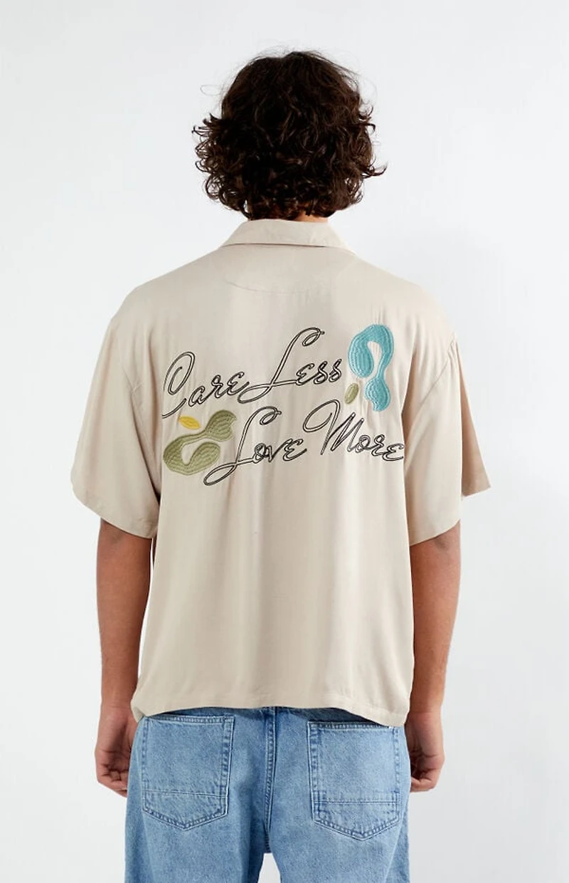 Pacsun Care Less Embroidered Tencel Camp Shirt
