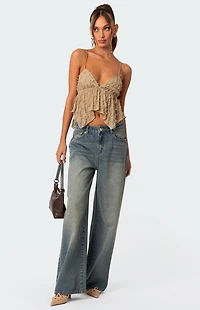 Edikted Flutter Frilled Tie Back Top