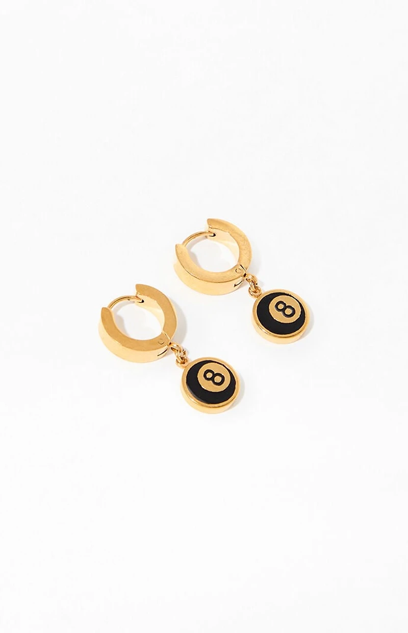 Pacsun Gold 8 Ball Hoop Earrings