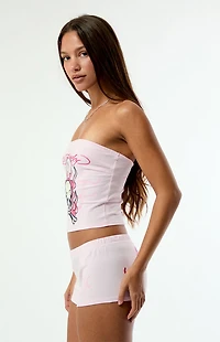Ed Hardy Pink Flame Skull Tube Top