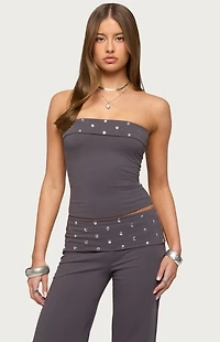 Edikted Breanna Studded Foldover Tube Top