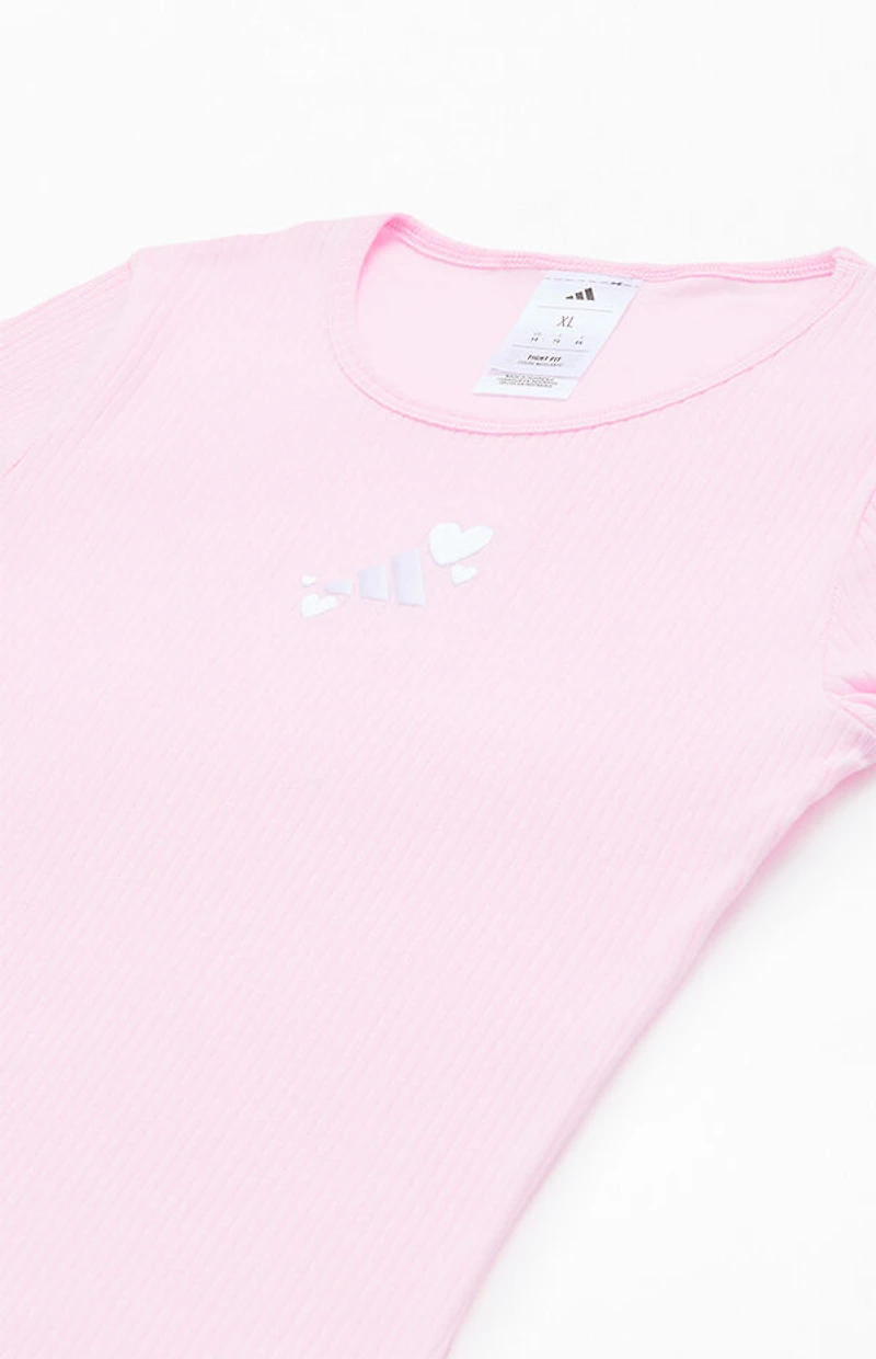 adidas Kids Pink Ribbed Baby T-Shirt