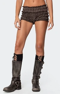 Edikted Plaid Scrunch Shorts