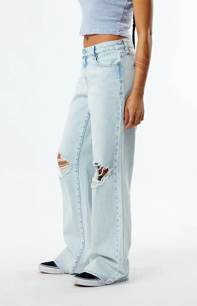 Pacsun Light Indigo Ripped Extreme Baggy Jeans