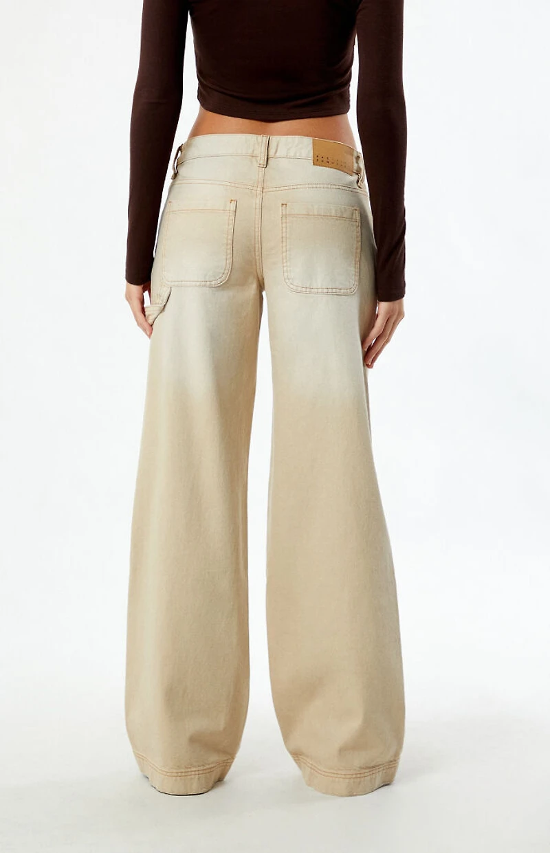 Pacsun Beige Low Rise Baggy Carpenter Jeans