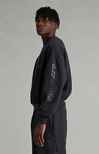 Fear of God ESSENTIALS Vintage Black Crew Neck Cropped Relaxed Sweatshirt