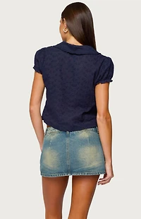 Edikted Lanie Eyelet Tailored Button Up Shirt