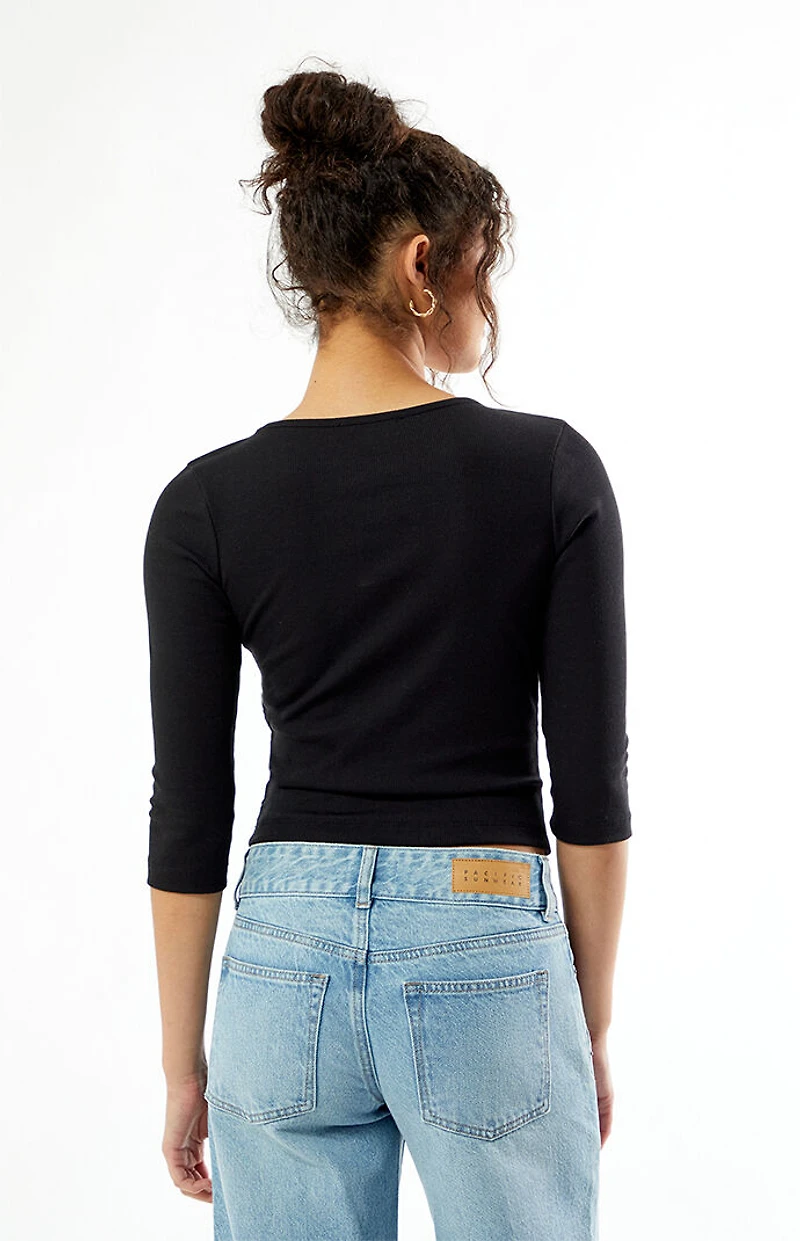 Your Favorite Donna Crew Neck 3/4 Sleeve Top