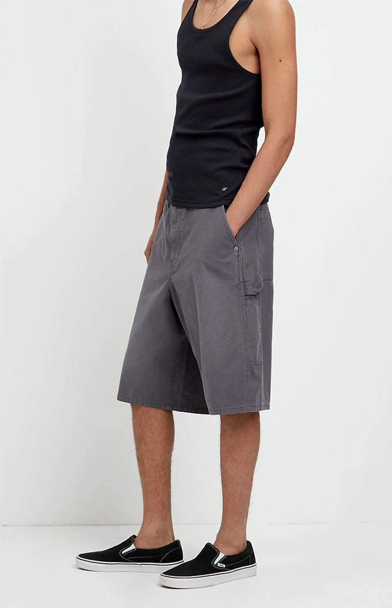Pacsun Austin Extreme Baggy Jean Shorts Cargo Carpenter Charcoal