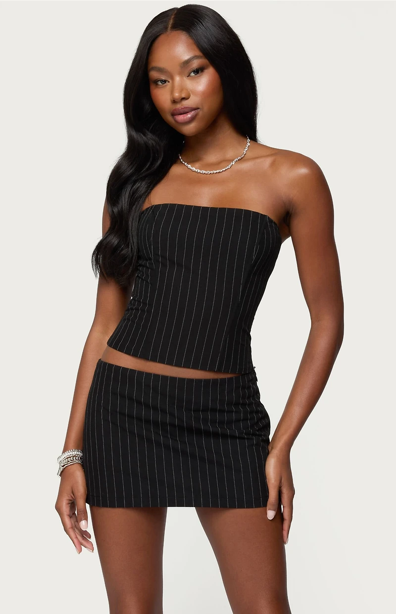 Edikted Maeve Pinstripe Strapless Corset